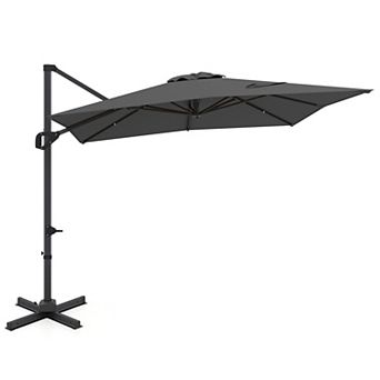 Costway 11 x 9 FT Cantilever Patio Umbrella with 360° Rotation Easy Tilt Adjustment 8 Ribs