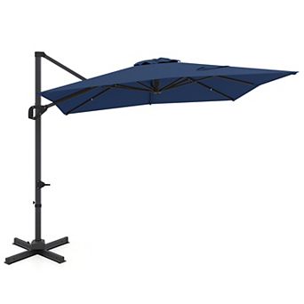 Costway 11 x 9 FT Cantilever Patio Umbrella with 360° Rotation Easy Tilt Adjustment 8 Ribs
