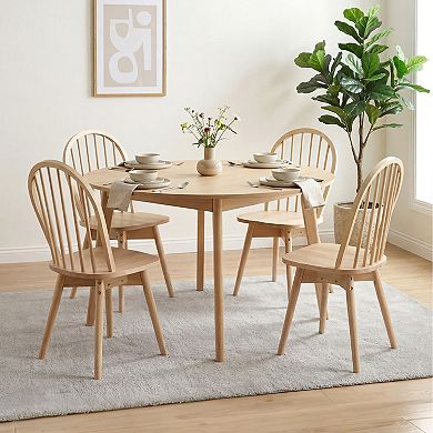 Costway Swivel Dining Chairs Set Farmhouse Spindle Kitchen Chairs with Solid Rubber