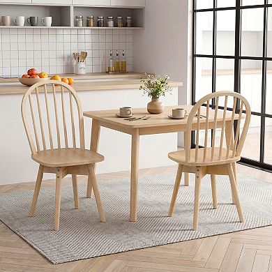 Costway Swivel Dining Chairs Set Farmhouse Spindle Kitchen Chairs with Solid Rubber