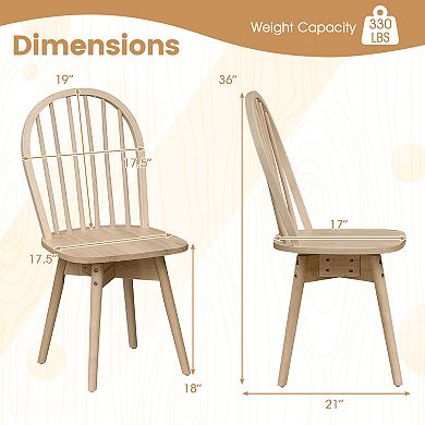 Costway Swivel Dining Chairs Set Farmhouse Spindle Kitchen Chairs with Solid Rubber