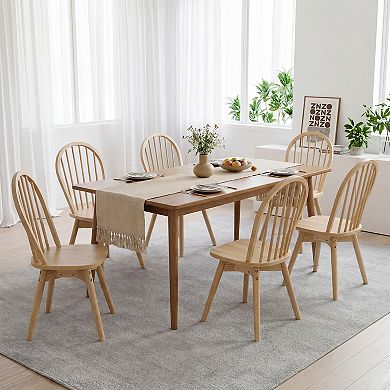 Costway Swivel Dining Chairs Set Farmhouse Spindle Kitchen Chairs with Solid Rubber