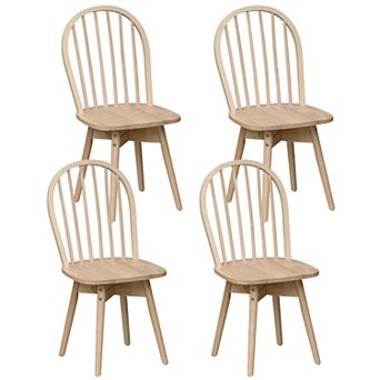 Costway Swivel Dining Chairs Set Farmhouse Spindle Kitchen Chairs with Solid Rubber
