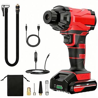 150PSI Cordless Car Tire Inflator, Portable 12V Electric Air Compressor Pump with LED Light