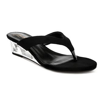 London Rag Zabila Women's Transparent Wedge Heel Sandals
