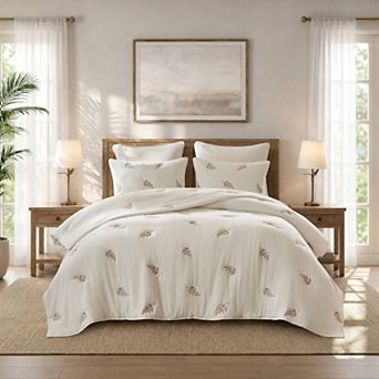 Harbor House Willow Embroidered Botanical Lightweight 3 pc Quilt Set