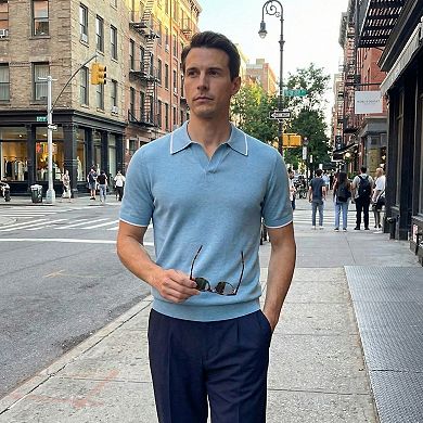 Men’s Short Sleeve Knit Polo Shirt Summer Casual Top