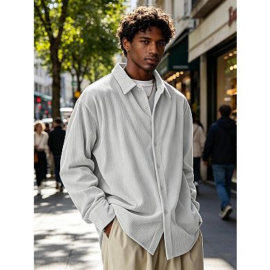 Men’s Long Sleeve Button Down Shirt Wrinkle Free Casual Shirt Jacket