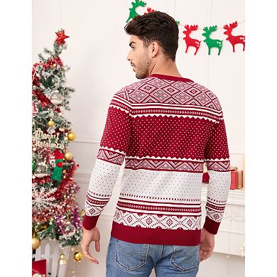 Men's Christmas Long Sleeve Sweater Crew Neck Holiday Pullover