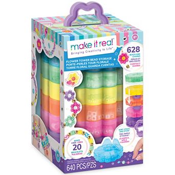 Make It Real Flower Tower Bead Storage 628 Beads & Charms DIY Bracelet Kit