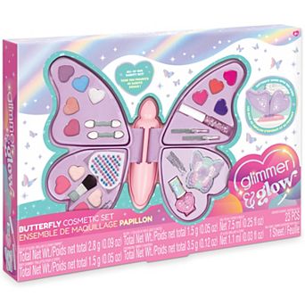 Make It Real Glimmer & Glow Butterfly Cosmetic Set Interactive Beauty Case with Lip Gloss & Eyeshadow