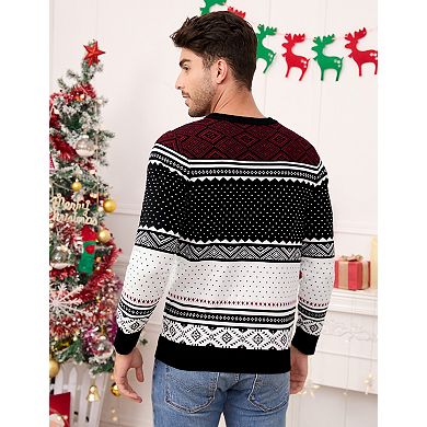 Men's Christmas Sweater Crew Neck Long Sleeve Holiday Pullover