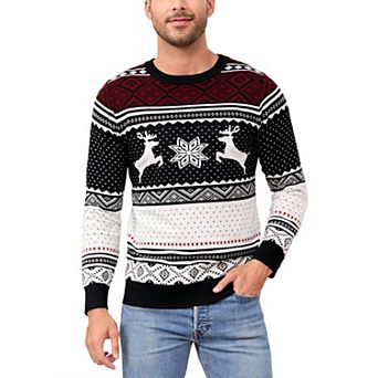 Men's Christmas Sweater Crew Neck Long Sleeve Holiday Pullover