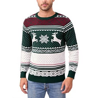 Men's Christmas Sweater Crew Neck Long Sleeve Holiday Pullover