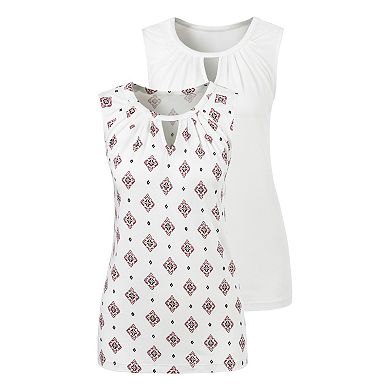 Lascana Women's 2 Pk Sleeveless Keyhole Tops