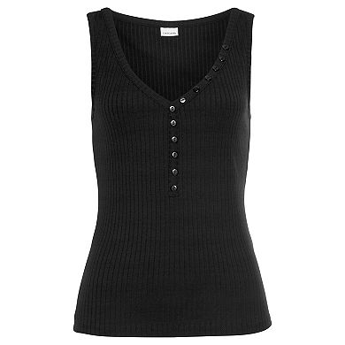 Lascana Women's Sleeveless Button Detail Top