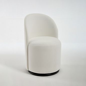 Merax Set Of 1 Upholstered Kitchen & Dining Room Barrel Chair, Mid Century Modern Round Velvet