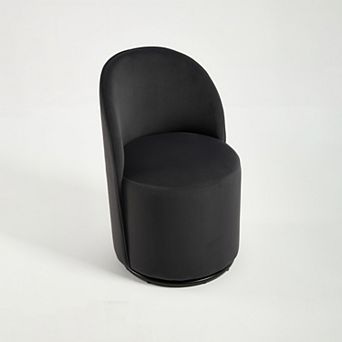 Merax Set Of 1 Upholstered Kitchen & Dining Room Barrel Chair, Mid Century Modern Round Velvet