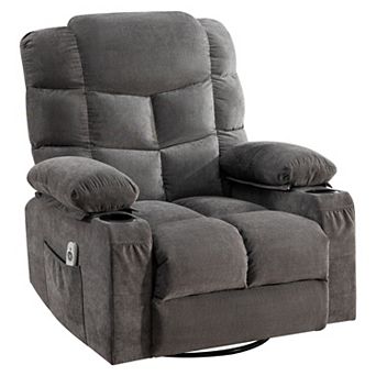 Merax Oversized Massage Swivel Recliner Chair with Lumbar Heating for Living Room Rocker Recliner