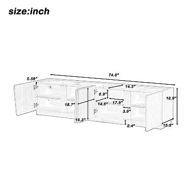 Merax Modern TV Stand with Marble Top, Adjustable Shelves & Rounded Corners