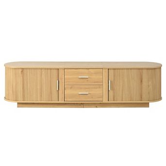 Merax Modern TV Stand for TVs with Drawers, Hidden Sliding Storage, Rounded Corners, and Waterproof