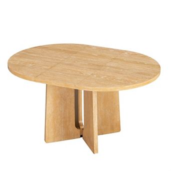 Merax Solid Wood Round Extendable Dining Table with 16-inch Removable Leaf for Kitchen, Dining Room