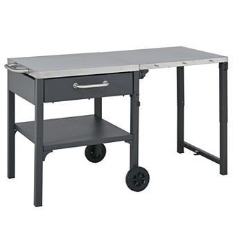 Merax Outdoor Kitchen Cart Foldable Outdoor Prep Station Portable BBQ Cart Grill Cart