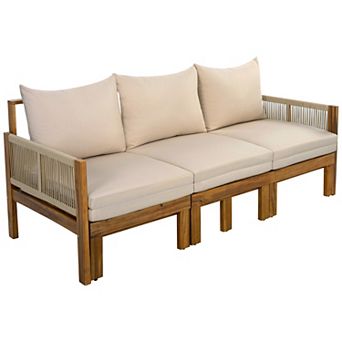 Merax Outdoor Daybed Patio Sofa Bed 3 Seat Patio Sunbed Outdoor Sleeper Sofa
