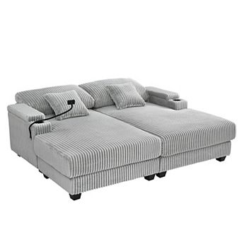 Merax Modern Chaise Sofa 75.5" Chaise Lounge Sofa Loveseat Sofa Sleeper Sofa