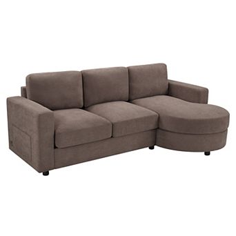 Merax Modern Sectional Sofa 84.6" L-shaped Sofa Couch with a Curved Chaise Lounge