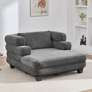 Merax Oversized Chaise Lounge 52.4" Modern Comfy Lounger Chenille Upholstered Sofa