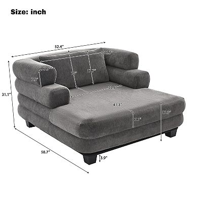 Merax Oversized Chaise Lounge 52.4" Modern Comfy Lounger Chenille Upholstered Sofa