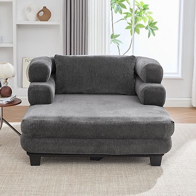 Merax Oversized Chaise Lounge 52.4" Modern Comfy Lounger Chenille Upholstered Sofa