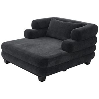 Merax Oversized Chaise Lounge 52.4" Modern Comfy Lounger Chenille Upholstered Sofa
