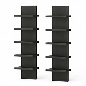 5 tier Wall Shelf Unit 2 Pack Floating Shelves Mounted Vertical Storage Organizer