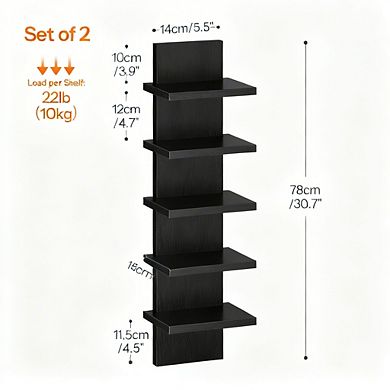 5 Tier Wall Shelf Unit 2 Pack Floating Shelves Mounted Vertical Storage Organizer