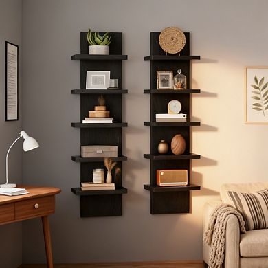 5 Tier Wall Shelf Unit 2 Pack Floating Shelves Mounted Vertical Storage Organizer