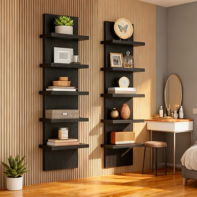 5 Tier Wall Shelf Unit 2 Pack Floating Shelves Mounted Vertical Storage Organizer