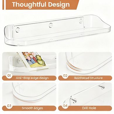 Floating Wall Shelves 6 Pack 15" Storage Display Shelves for Bathroom Bedroom Kitchen