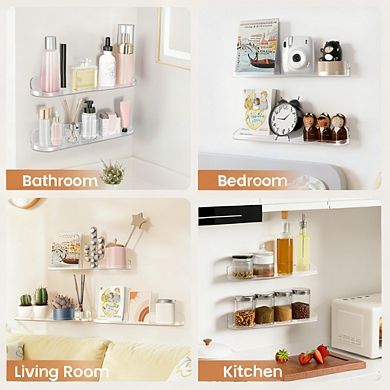 Floating Wall Shelves 6 Pack 15" Storage Display Shelves for Bathroom Bedroom Kitchen