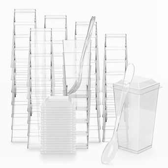 50 Pack 3 Oz Mini Dessert Cups with Lids Spoons Clear Plastic Parfait Appetizer Cups for Party