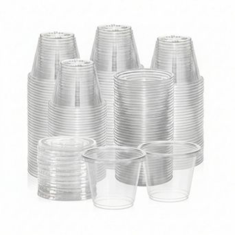 50 Sets 9 Oz Clear Plastic Cups Flat Lids Disposable Ice Cream Pudding Cold Drinks