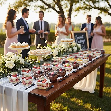 50ct 8oz Square Plastic Dessert Cups with Lids Sporks Clear Yogurt Parfait Mousse Fruit Pudding