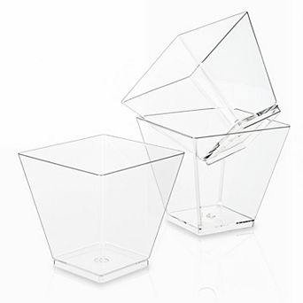 50 pc Square Mini Plastic Dessert Cups 3.5oz Clear Parfait Cups for Desserts Appetizers Ice Cream