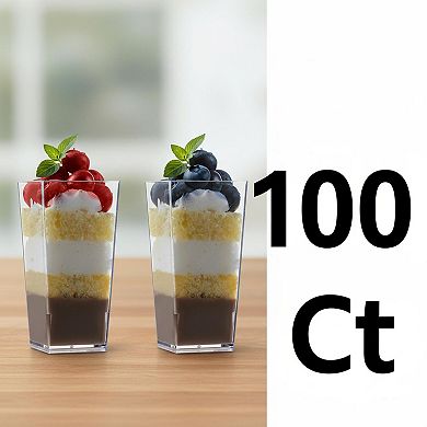 Tall Square 3oz Plastic Mini Dessert Cups 100 Count