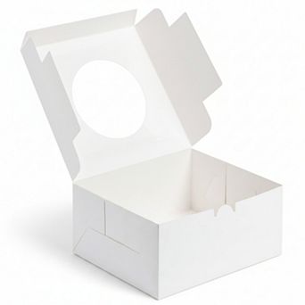 24 pc White Square Cake Boxes with Window for Pastries Chocolates Cookies Party