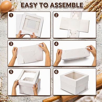 15pcs Cake Boxes with Window Sturdy Cardboard Bakery Containers for Desserts