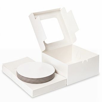 15 Sets Cake Boxes with Boards Stickers Clear Window Disposable Containers for Cheesecake Cakes Pies