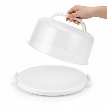 Cake Carrier With Lid Handle Food Grade Plastic 10 Inch Cupcake Pie Transport Multipurpose