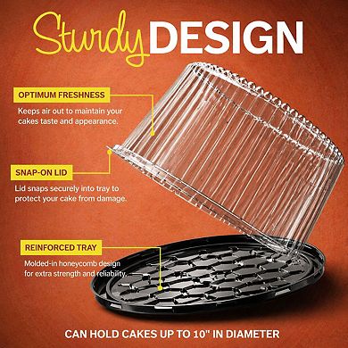 3 Plastic Disposable Cake Containers w/Dome Lids & Boards 10-11in Round 2-3 Layer Holder Display